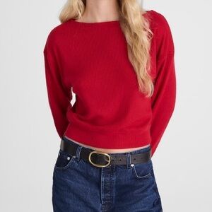 NWT Madewell Boatneck Drop-Shoulder Top in Crimson